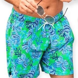 LILLY PULITZER Men’s Capri Trunk Boxer Style Trunks Cabana Green Keepin it Reel